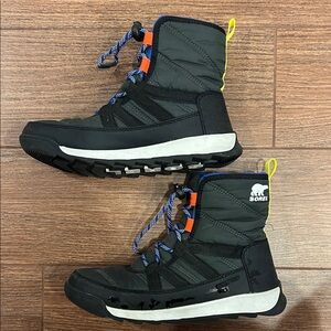 Youth Sorel Black and Blue Whitney II Insulated Boots